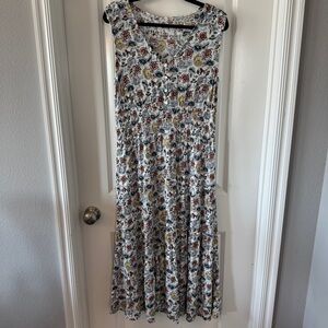 Kings Road Paisley‎ Floral Block Print Gauzy Maxi Dress